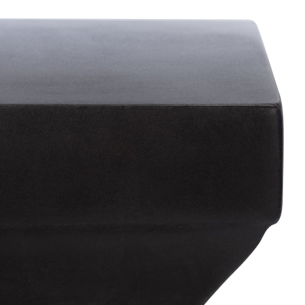 Safavieh CURBY Concrete Accent Stool - Stylish Industrial Chic for Indoor & Outdoor Spaces, Versatile Design Black VNN1002C