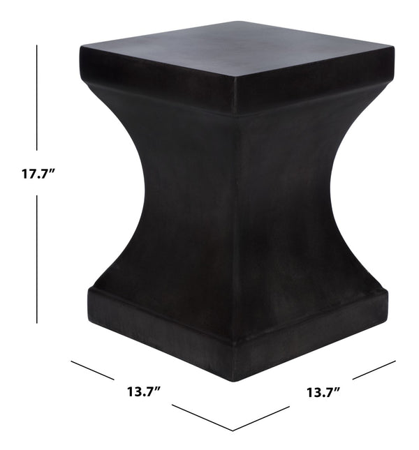 Safavieh CURBY Concrete Accent Stool - Stylish Industrial Chic for Indoor & Outdoor Spaces, Versatile Design Black VNN1002C