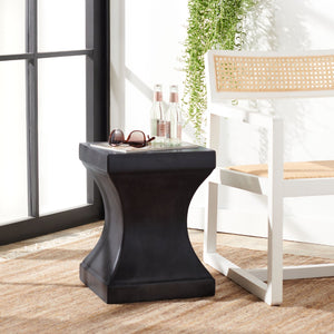 Safavieh CURBY Concrete Accent Stool - Stylish Industrial Chic for Indoor & Outdoor Spaces, Versatile Design Black VNN1002C