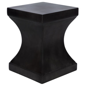 Safavieh CURBY Concrete Accent Stool - Stylish Industrial Chic for Indoor & Outdoor Spaces, Versatile Design Black VNN1002C