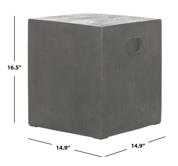 Safavieh CUBE Concrete Accent Stool - Modern Sculptural Design for Indoor & Outdoor Spaces, Versatile Use Dark Grey VNN1003A