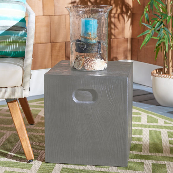 Safavieh CUBE Concrete Accent Stool - Modern Sculptural Design for Indoor & Outdoor Spaces, Versatile Use Dark Grey VNN1003A