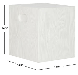 Safavieh CUBE Concrete Accent Stool - Modern Sculptural Design for Indoor & Outdoor Spaces, Versatile Use Ivory VNN1003B