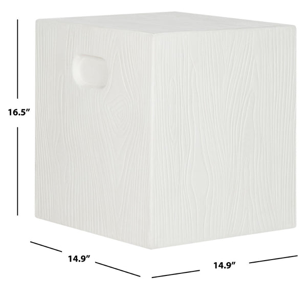 Safavieh CUBE Concrete Accent Stool - Modern Sculptural Design for Indoor & Outdoor Spaces, Versatile Use Ivory VNN1003B