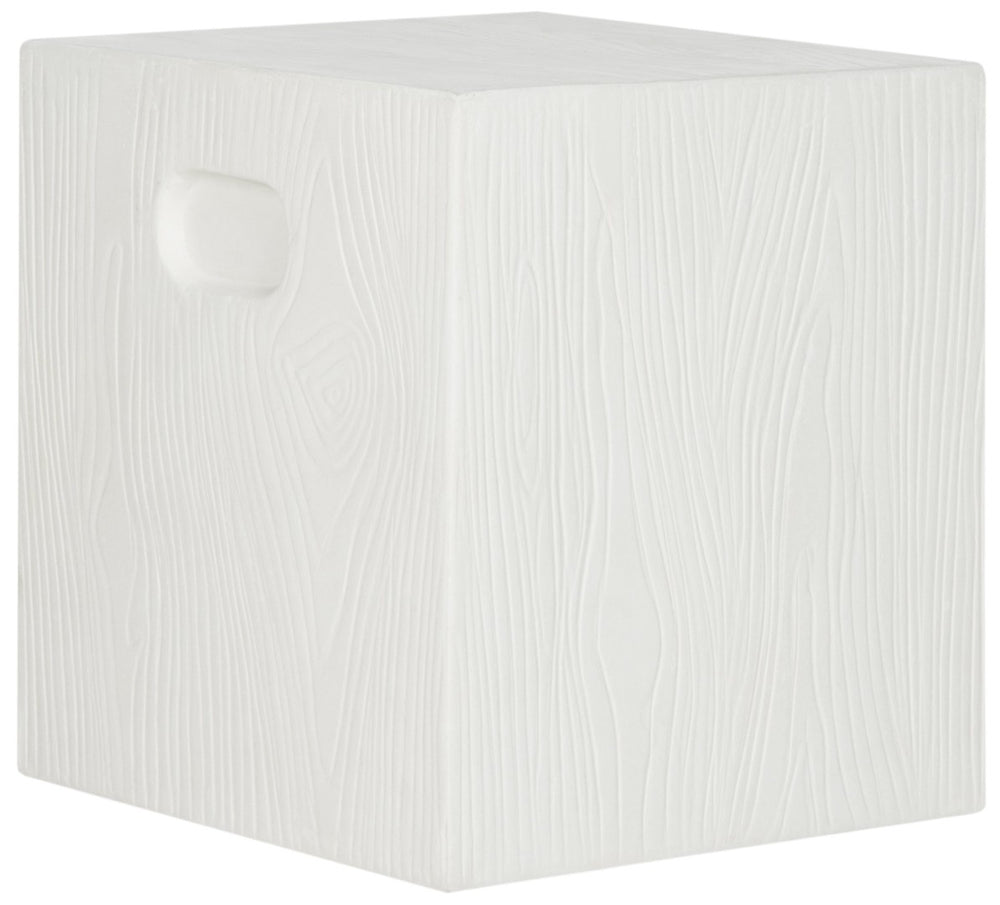 Safavieh CUBE Concrete Accent Stool - Modern Sculptural Design for Indoor & Outdoor Spaces, Versatile Use Ivory VNN1003B
