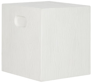 Safavieh CUBE Concrete Accent Stool - Modern Sculptural Design for Indoor & Outdoor Spaces, Versatile Use Ivory VNN1003B