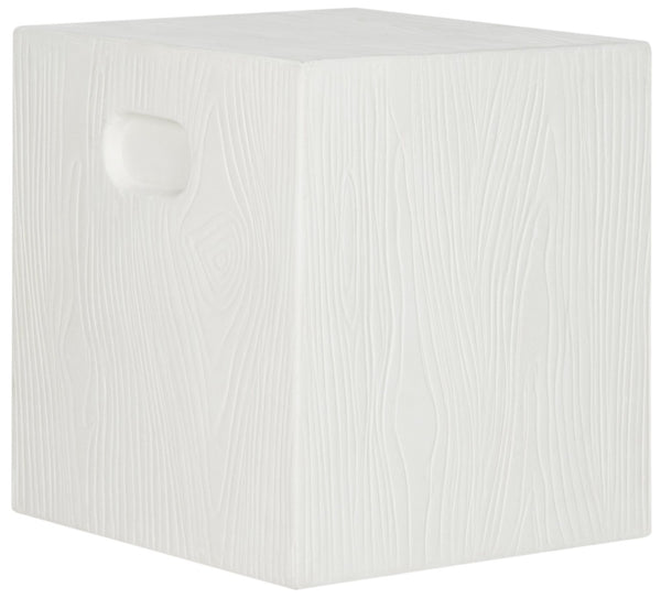 Safavieh CUBE Concrete Accent Stool - Modern Sculptural Design for Indoor & Outdoor Spaces, Versatile Use Ivory VNN1003B