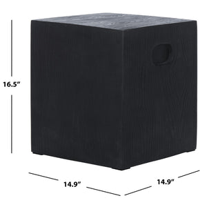 Safavieh CUBE Concrete Accent Stool - Modern Sculptural Design for Indoor & Outdoor Spaces, Versatile Use Black VNN1003C