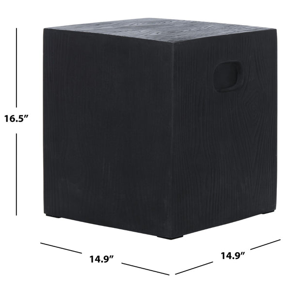 Safavieh CUBE Concrete Accent Stool - Modern Sculptural Design for Indoor & Outdoor Spaces, Versatile Use Black VNN1003C