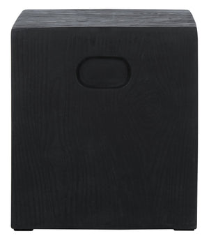 Safavieh CUBE Concrete Accent Stool - Modern Sculptural Design for Indoor & Outdoor Spaces, Versatile Use Black VNN1003C