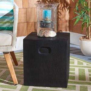 Safavieh CUBE Concrete Accent Stool - Modern Sculptural Design for Indoor & Outdoor Spaces, Versatile Use Black VNN1003C