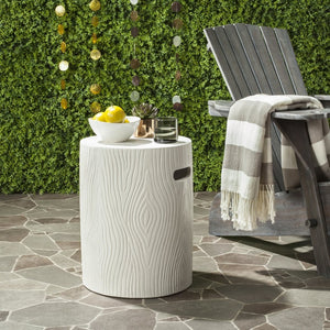 Safavieh TRUNK Concrete Accent Stool - Sculptural Modern Design for Indoor & Outdoor Versatility and Style Ivory VNN1004B