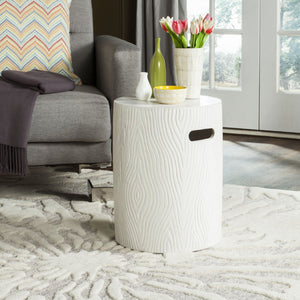 Safavieh TRUNK Concrete Accent Stool - Sculptural Modern Design for Indoor & Outdoor Versatility and Style Ivory VNN1004B