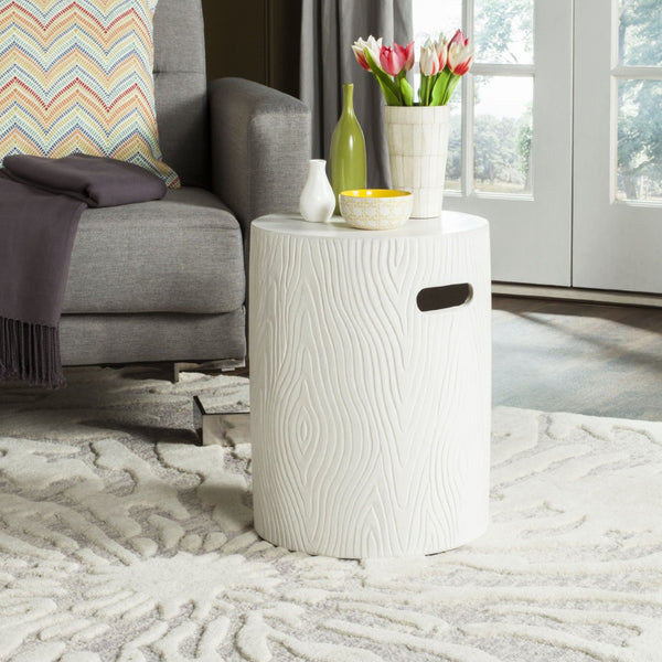 Safavieh TRUNK Concrete Accent Stool - Sculptural Modern Design for Indoor & Outdoor Versatility and Style Ivory VNN1004B