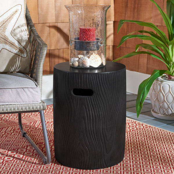Safavieh TRUNK Concrete Accent Stool - Sculptural Modern Design for Indoor & Outdoor Versatility and Style Black VNN1004C