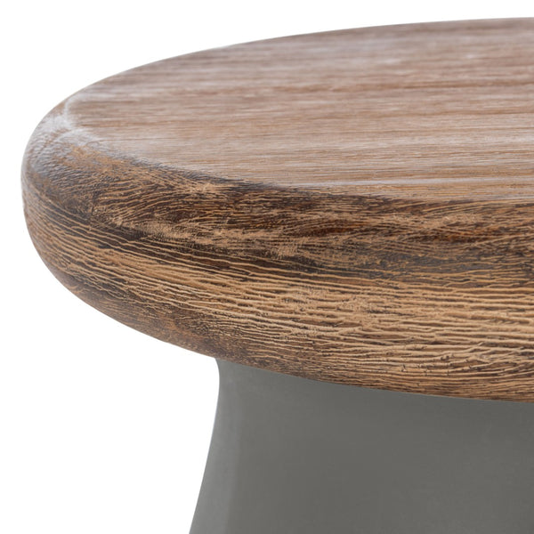 Safavieh BUTTON Concrete Accent Stool - Modern Industrial Design for Indoor & Outdoor Versatile Living Spaces Dark Grey VNN1005A