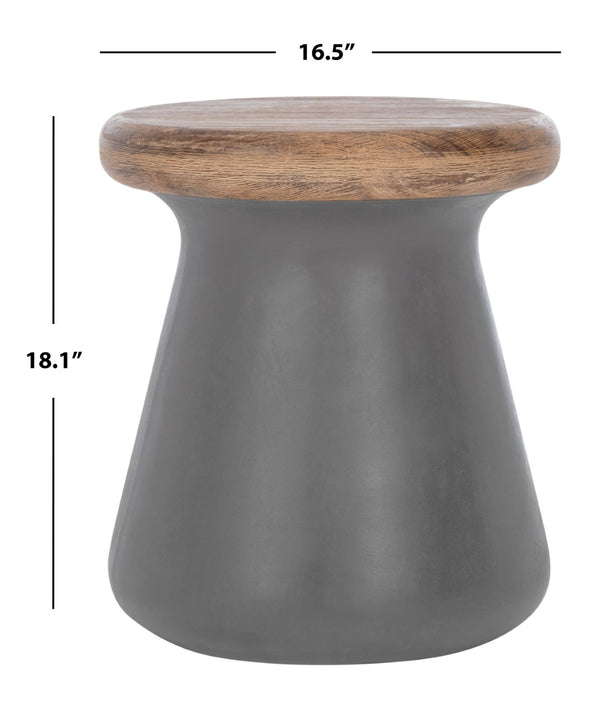 Safavieh BUTTON Concrete Accent Stool - Modern Industrial Design for Indoor & Outdoor Versatile Living Spaces Dark Grey VNN1005A