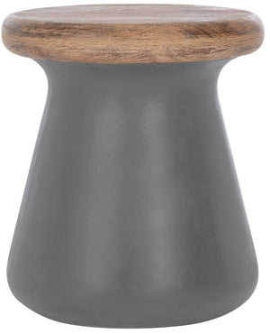 Safavieh BUTTON Concrete Accent Stool - Modern Industrial Design for Indoor & Outdoor Versatile Living Spaces Dark Grey VNN1005A
