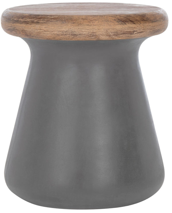 Safavieh BUTTON Concrete Accent Stool - Modern Industrial Design for Indoor & Outdoor Versatile Living Spaces Dark Grey VNN1005A