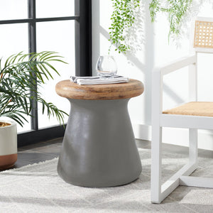 Safavieh BUTTON Concrete Accent Stool - Modern Industrial Design for Indoor & Outdoor Versatile Living Spaces Dark Grey VNN1005A