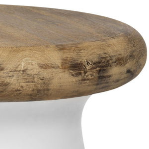 Safavieh BUTTON Concrete Accent Stool - Modern Industrial Design for Indoor & Outdoor Versatile Living Spaces Ivory VNN1005B