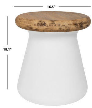 Safavieh BUTTON Concrete Accent Stool - Modern Industrial Design for Indoor & Outdoor Versatile Living Spaces Ivory VNN1005B