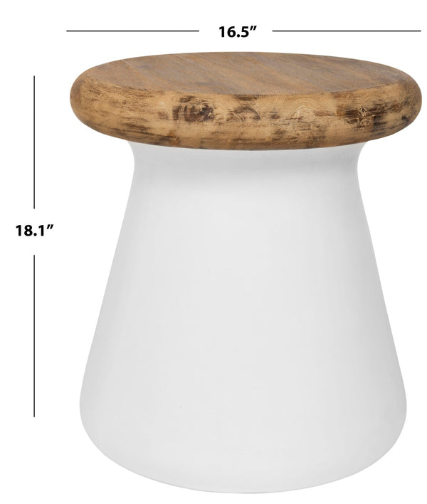 Safavieh BUTTON Concrete Accent Stool - Modern Industrial Design for Indoor & Outdoor Versatile Living Spaces Ivory VNN1005B