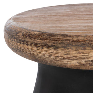 Safavieh BUTTON Concrete Accent Stool - Modern Industrial Design for Indoor & Outdoor Versatile Living Spaces Black VNN1005C