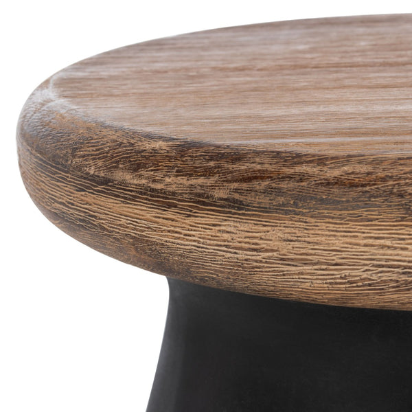 Safavieh BUTTON Concrete Accent Stool - Modern Industrial Design for Indoor & Outdoor Versatile Living Spaces Black VNN1005C