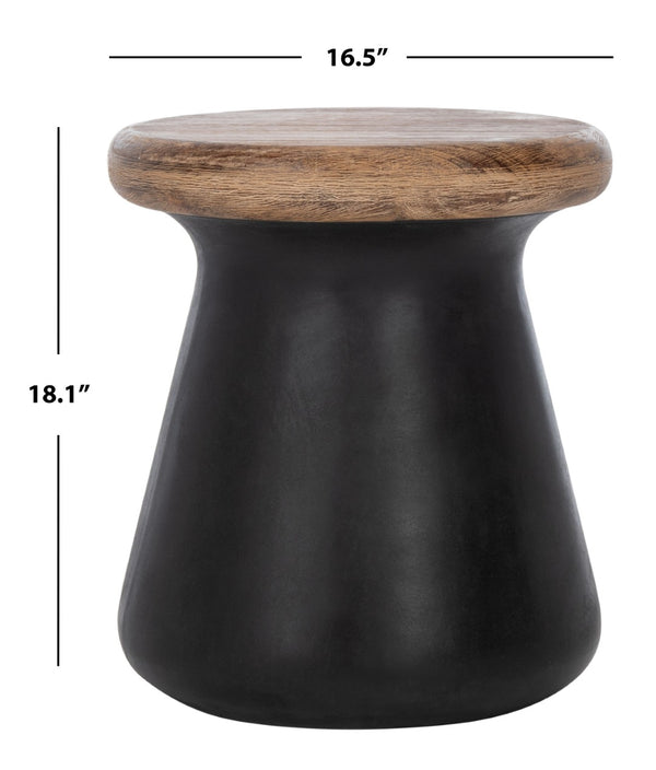 Safavieh BUTTON Concrete Accent Stool - Modern Industrial Design for Indoor & Outdoor Versatile Living Spaces Black VNN1005C