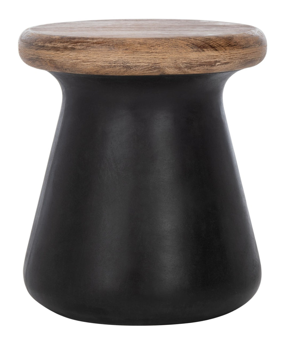 Safavieh BUTTON Concrete Accent Stool - Modern Industrial Design for Indoor & Outdoor Versatile Living Spaces Black VNN1005C