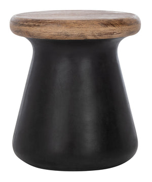 Safavieh BUTTON Concrete Accent Stool - Modern Industrial Design for Indoor & Outdoor Versatile Living Spaces Black VNN1005C