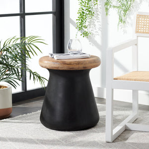 Safavieh BUTTON Concrete Accent Stool - Modern Industrial Design for Indoor & Outdoor Versatile Living Spaces Black VNN1005C