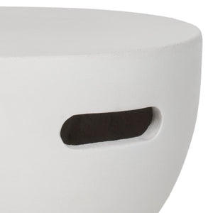 Safavieh HARUKI Contemporary Concrete Accent Stool with Sculptural Design for Versatile Indoor & Outdoor Use Ivory VNN1006B
