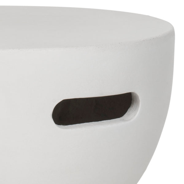 Safavieh HARUKI Contemporary Concrete Accent Stool with Sculptural Design for Versatile Indoor & Outdoor Use Ivory VNN1006B