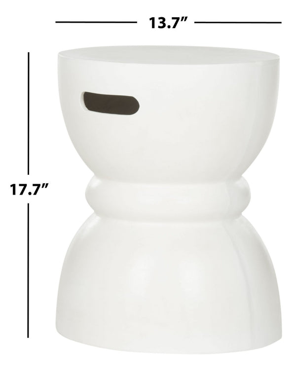Safavieh HARUKI Contemporary Concrete Accent Stool with Sculptural Design for Versatile Indoor & Outdoor Use Ivory VNN1006B