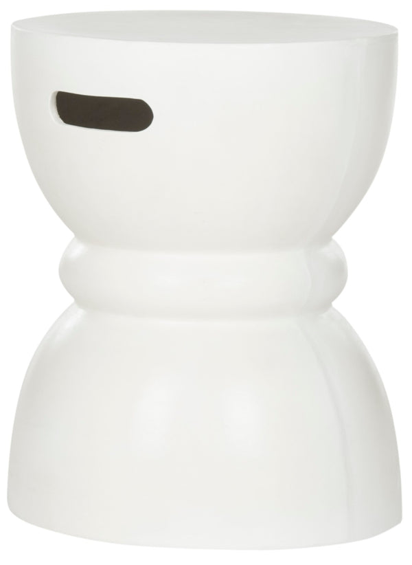 Safavieh HARUKI Contemporary Concrete Accent Stool with Sculptural Design for Versatile Indoor & Outdoor Use Ivory VNN1006B