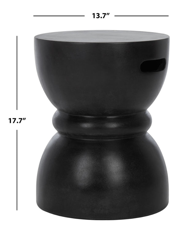 Safavieh HARUKI Contemporary Concrete Accent Stool with Sculptural Design for Versatile Indoor & Outdoor Use Black VNN1006C