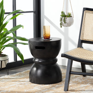 Safavieh HARUKI Contemporary Concrete Accent Stool with Sculptural Design for Versatile Indoor & Outdoor Use Black VNN1006C