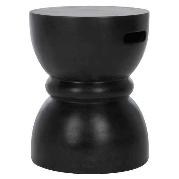 Safavieh HARUKI Contemporary Concrete Accent Stool with Sculptural Design for Versatile Indoor & Outdoor Use Black VNN1006C