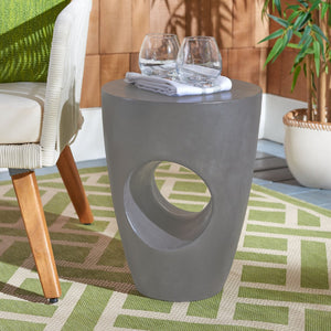 Safavieh AISHI Sculptural Concrete Accent Stool - Modern African-Inspired Design for Indoor & Outdoor Spaces Dark Grey VNN1007A