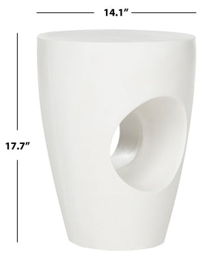 Safavieh AISHI Sculptural Concrete Accent Stool - Modern African-Inspired Design for Indoor & Outdoor Spaces Ivory VNN1007B
