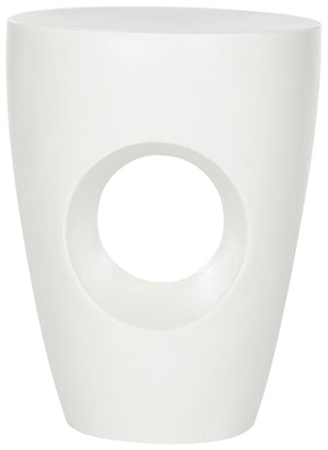 Safavieh AISHI Sculptural Concrete Accent Stool - Modern African-Inspired Design for Indoor & Outdoor Spaces Ivory VNN1007B