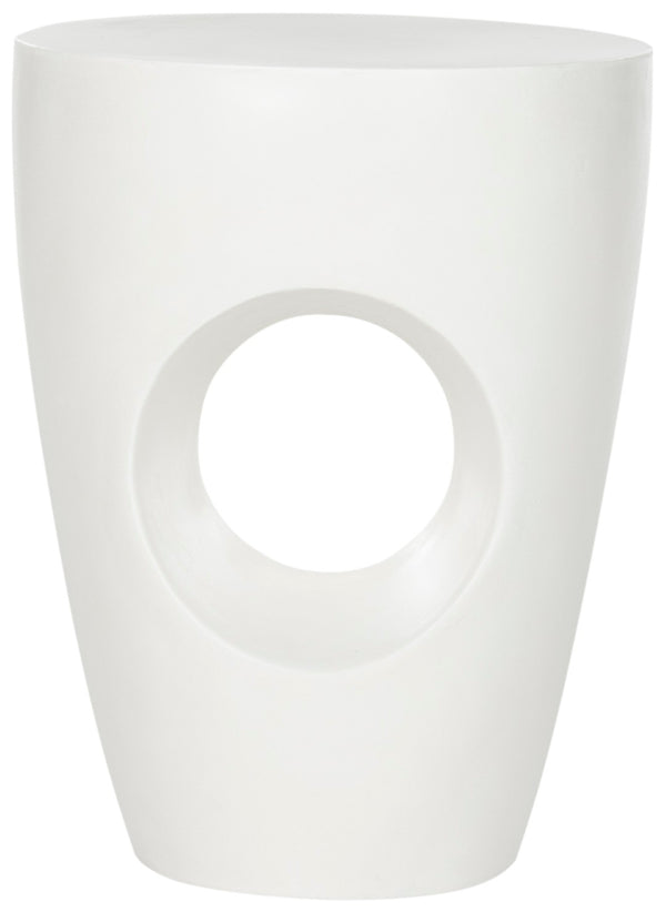 Safavieh AISHI Sculptural Concrete Accent Stool - Modern African-Inspired Design for Indoor & Outdoor Spaces Ivory VNN1007B
