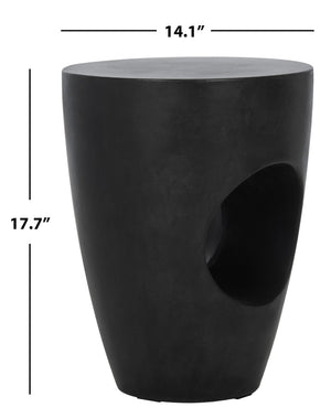 Safavieh AISHI Sculptural Concrete Accent Stool - Modern African-Inspired Design for Indoor & Outdoor Spaces Black VNN1007C