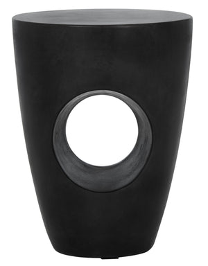 Safavieh AISHI Sculptural Concrete Accent Stool - Modern African-Inspired Design for Indoor & Outdoor Spaces Black VNN1007C