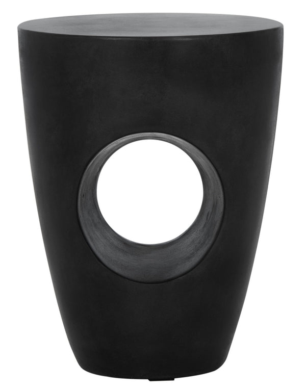 Safavieh AISHI Sculptural Concrete Accent Stool - Modern African-Inspired Design for Indoor & Outdoor Spaces Black VNN1007C