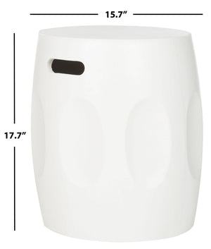 Safavieh ZURI Concrete Accent Stool - Modern Industrial Design for Versatile Indoor and Outdoor Use Ivory VNN1008B