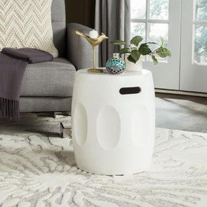 Safavieh ZURI Concrete Accent Stool - Modern Industrial Design for Versatile Indoor and Outdoor Use Ivory VNN1008B