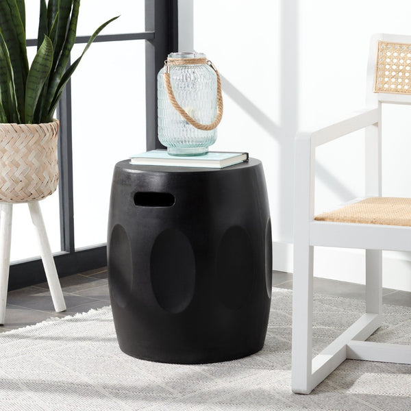 Safavieh ZURI Concrete Accent Stool - Modern Industrial Design for Versatile Indoor and Outdoor Use Black VNN1008C